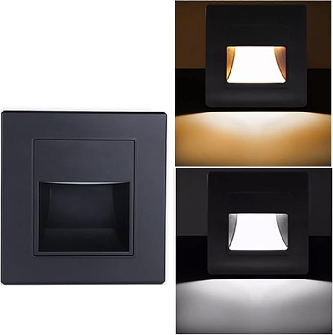 3 PCS Step Lights, 1.5W 3000K Warm Embedded Stair Step Lamp Stairwell Lighting Staircase Lights for Bedside Corridor Staircase