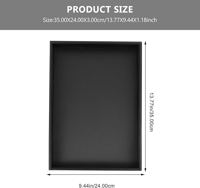 Unomor Large Black Desktop Jewelry Storage Tray Lightweight Tabletop Organizer for Nightstand Bedside Shelf Display Spacious Capacity for Rings Necklaces Bracelets Minimal Contemporary