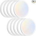 Brightever Flush Mount Ceiling Light Fixture, 15W 1200Lm Flat LED Dimmable, 3CCT 3000K-5000K Color Adjustable, 7 Inch White Modern Ultra-Thin Lamp for Garage, Stairwell (10 Pack)