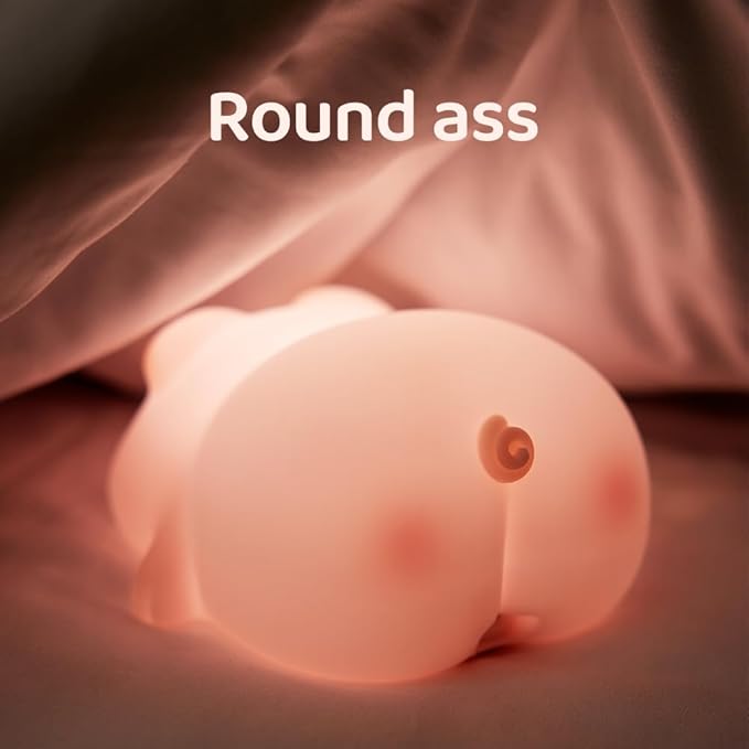 Cute Pig Night Light Silicone, Squishy Piggy Night Lamp,Kids Room Decor Atmosphere Nightlight, Baby Nursing Bedside Touch Lamp, Rechargeable and Dimmable LED Night Light，Piggy Gifts.