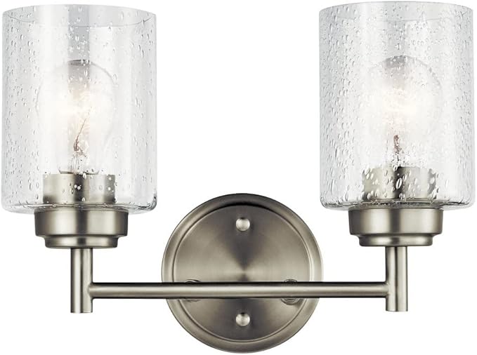 KICHLER 45885BK Winslow Vanity, 2-Light 150 Total Watts, Black, 12.75"