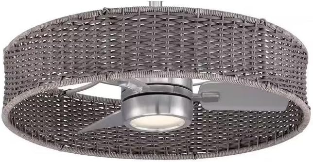 LYTIO Hampton Bay RD5106-BN Darya 25 in. Indoor/Outdoor Brushed Nickel with Wicker Ceiling Fan with Adjustable White LED with Remote Included