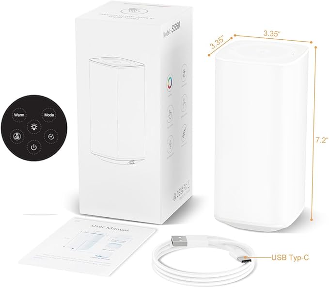 Bedside Table Lamp Touch & Remote 3 Modes & 256 RGB Colors, Touch Night Light for Kids with Warm White Lights Dimmable, Nursery Night Light Timer for Bedroom Living Room Outdoor Camping