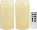 CANDLE CHOICE Outdoor Battery Operated Flameless Candles with Remote Timer Waterproof Flickering Plastic Electric LED Pillar Lights for Lantern Patio Garden Wedding Party Decorations 3x6 Inches 2 Pack