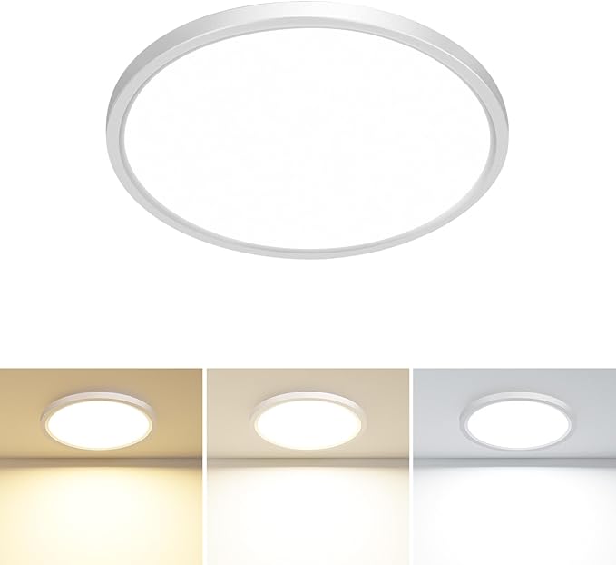 1PACK LED Flush Mount Ceiling Light Fixture White, 9Inch 24Watt, 3000k/4500k/6000K Ceiling Light, Ultra Slim Flush Mount LED Ceiling Lamp for Bedroom, Living Room, Kitchen, Hallway