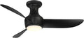 Corona Smart Indoor and Outdoor 3-Blade Flush Mount Ceiling Fan 44in Matte Black 3000K LED Light Kit and Remote Control works with Alexa, Google Assistant, Samsung Things, and iOS or Android App