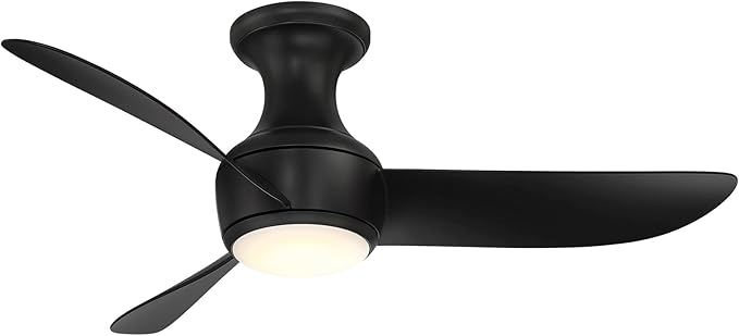 Corona Smart Indoor and Outdoor 3-Blade Flush Mount Ceiling Fan 44in Matte Black 2700K LED Light Kit and Remote Control worksworks with Alexa and iOS or Android App