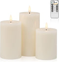 ANGELLOONG Flickering Flameless Candles with Remote, Real Wax Battery Operated Candles with Timer, Fake LED Pillar Candles for Wedding Holiday Farmhouse Home Decor, Ivory