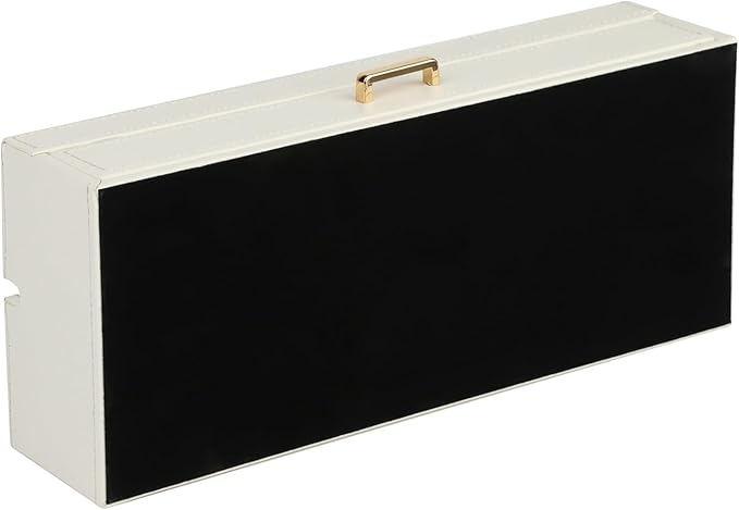 HofferRuffer Valet Jewelry Tray Organizer with Drawer, Faux Leather Storage Catchall Box Phone Charging Station Tray with Dresser Nightstand Desktop Drawer Organizer (White)