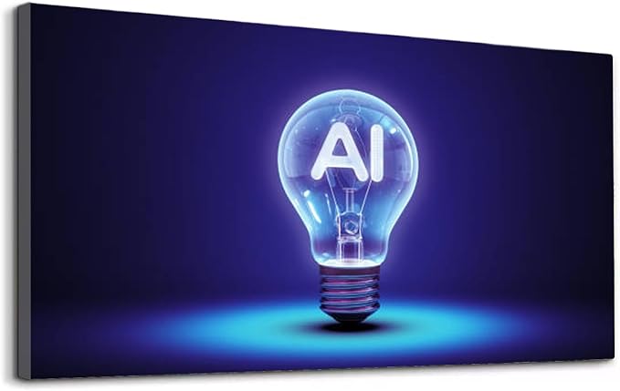 Wibinuki Wall Art Wall Decor Wall Paintings Artificial Intelligence IDEA. Light Bulb AI Idea for Living Room Bedroom Bathroom Home Decor Can Be Hung Directly 20"x 40"
