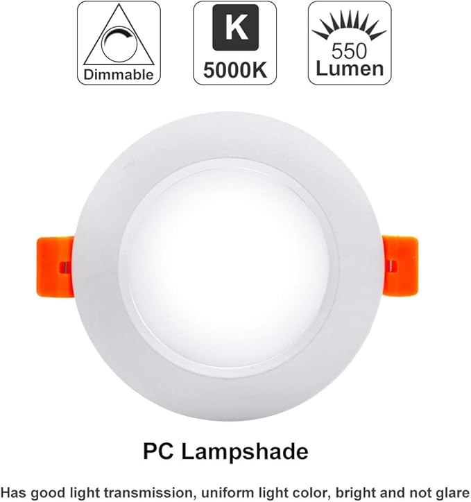 YGS-Tech 3.5 Inch LED Recessed Lighting, Dimmable Downlight 7W(55W Halogen Equivalent), CRI80, 5000K Daylight White, Ceiling Light with LED Driver(4 Pack)