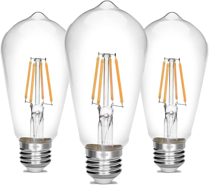 LED Edison Bulb,Antique 40W Vintage Bulb,E26 Non Dimmable Led Bulb 450 Lumens 2700K, Warm White, Pack of 3