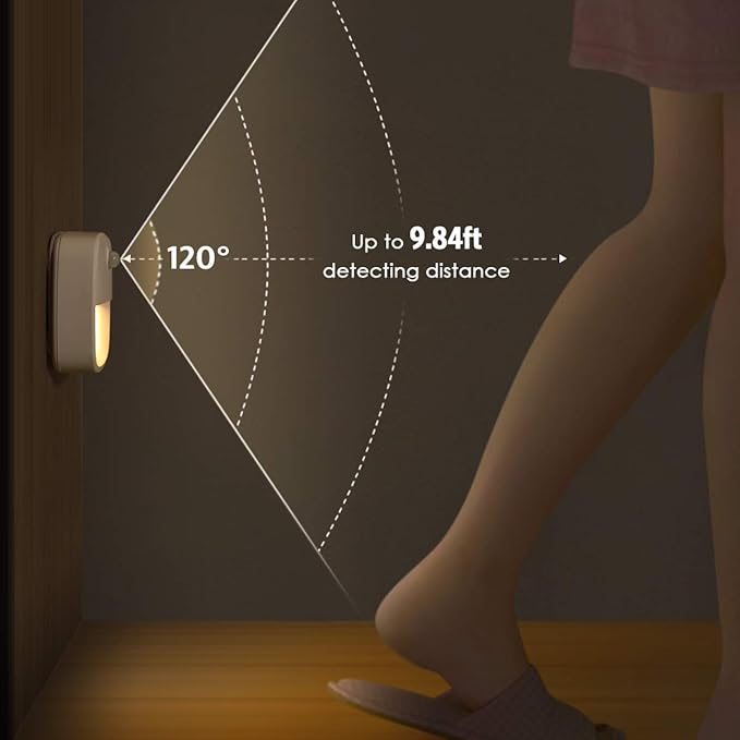 AMIR Motion Sensor Light Indoor, Upgraded Battery-Powered LED Night Light with PIR Technology for Bathroom, Kitchen, Stairs, Under Cabinet, Closet, Stick on Anywhere Hallway Lamp (Warm White, 6-Pack)