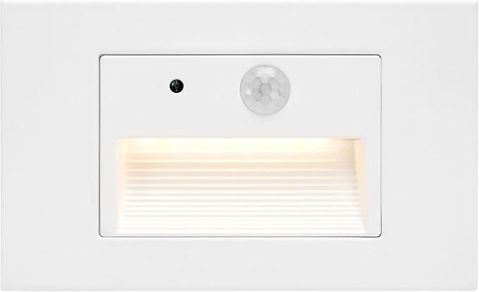 Maxxima 2 Pack Horizontal LED Motion Sensor Step Light - Modern Indoor/Outdoor Stair Light, 3 CCT Color Selectable 3000K, 4000K, 5000K, 160 Lumens, IP65 Rated for Outdoor and Damp Locations - White