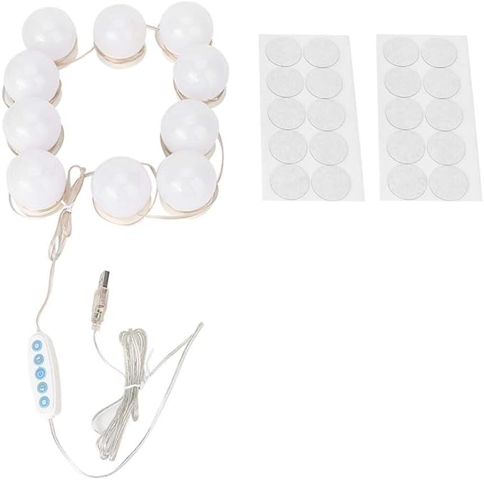 Cimenn Hollywood Makeup Vanity Mirror Bulb, 10Pcs USB LED 5 Color Temperature Light Bulb for Makeup Beauty Tabletop Vanity Mirror, Wall Mounted Lighting