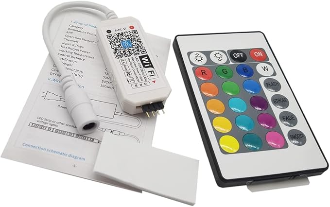 WiFi Wireless RGB LED Smart Controller Working with Android iOS System Mobile Phone App for 5050 3528 LED Light Strip, Fits Alexa,Google Home,IFTTT (RGB)