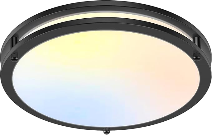 GoBright 16 Inch 50W LED Ceiling Lights, Dimmable Black Flush Mount Ceiling Light, 2700K/3000K/4000K/5000K/6500K Adjustable, 5400LM Super Bright Ceiling Lamp for Bedroom Kitchen Office, 1-Pack