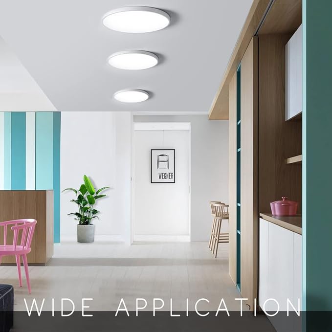 LightingWill 8.9 Inch LED Flush Mount Ceiling Light Fixture, 2800K Warm White, 1800LM, 18W, Flat Modern Round Lighting Fixture, 180W Equivalent White Ceiling Lamp for Kitchens, Bedrooms.etc.