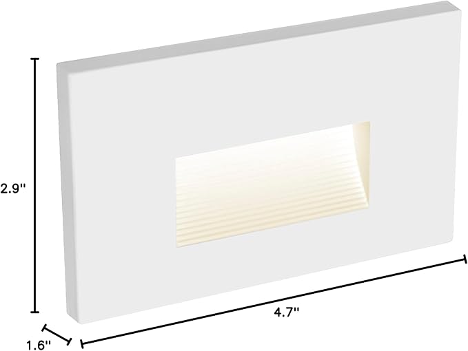 Maxxima 2 Pack Horizontal LED Step Light - Modern Indoor/Outdoor Stair Light, 3 CCT Color Selectable 3000K, 4000K, 5000K, 75 Lumens, IP65 Rated for Outdoor and Damp Locations - White