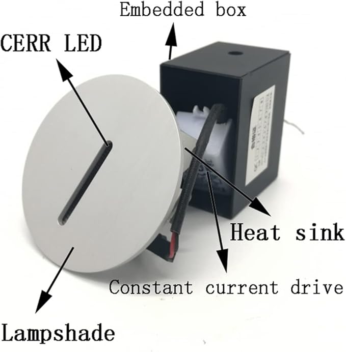 TTPP 1W LED Recessed Wall Lamp Stair Light AC85-265V Step Light Indoor Recessed Staircase Lamp Stairway Corridor Wall Foot Lamp Sconce Lights-CoolWhite-Silver