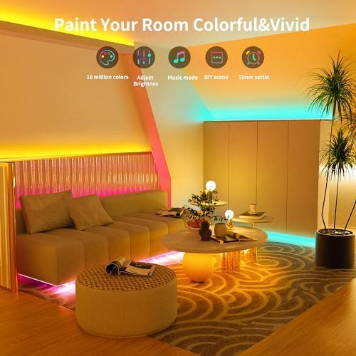 400FT Led Lights for Bedroom, Color Changing RGB Led Strip Lights Indoor, Music Sync Led Light Strip with Remote and App Control, DIY Led lights for Room Home Decor Ambient Lighting (4*100FT)