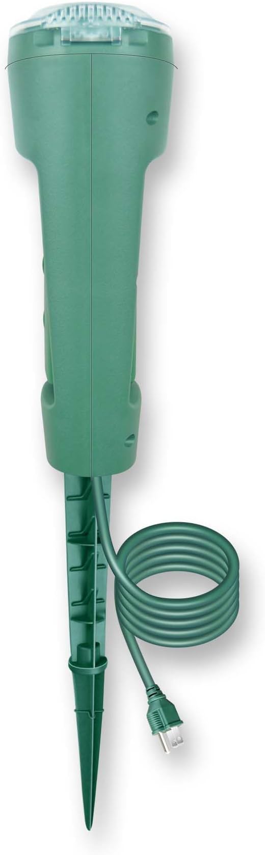 Outdoor Power Stake, 3 Grounded Outlets with 180° Rotating Function and Safety Cover and Photocell Timer 2/4/6/8 Hour Countdown, Dusk to Dawn, 6FT Cord, UL Listed, Green