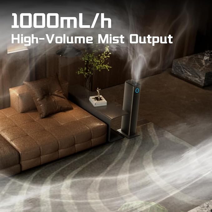 13L Top Fill Cool Mist Humidifier, Smart Remote Control, Large Room Coverage, 32-inch Tower Design, Color-Coded Display