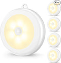 Mlambert 4 Pack Motion Sensor LED Night Light, Cordless Battery-Powered Stick-on Magnet Closet Lights, Safe Lighting for Stairs, Cabinet, Neutral White
