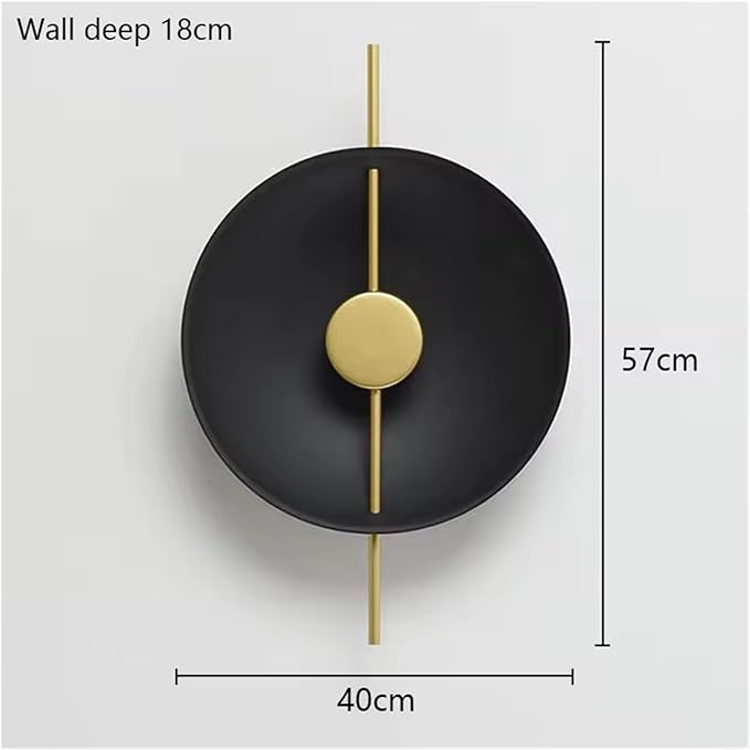Modern Minimalist Living Room Background Round Creative Bedroom Bedside Designer Villa Hotel Led Lighting,Elegant (Black)