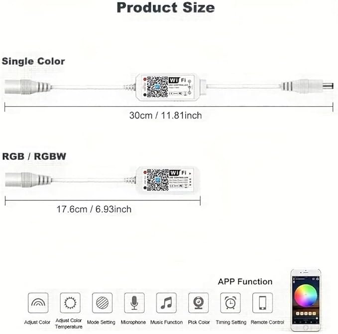 WiFi RGB Controller Magic Home APP Compatible with Alexa Google Home for DC12-24V RGB LED Strip Light Voice Dimmer (WiFi, RGB)