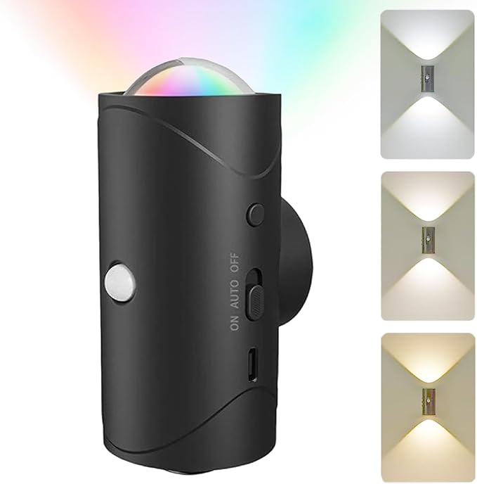 Smart rechargeable led night light with motion sensor–RGB gradient ambient lighting,dimmable wall,Magnetic Wireless Night Lights with 3 Modes,Stick On Cabinet Light for Hallway Bedroom Game Room Stair