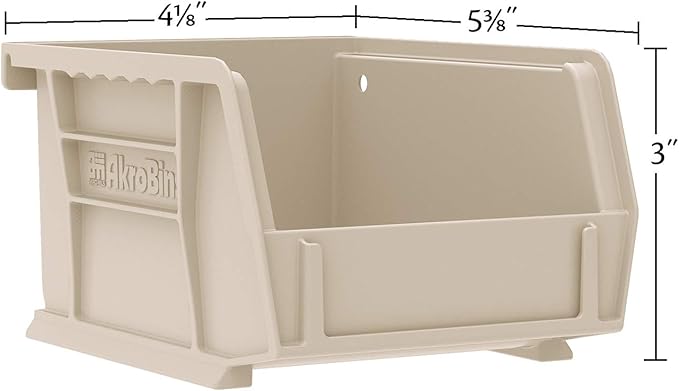 Akro-Mils 30210 AkroBins Plastic Storage Bins, Space-Saving Stackable Bins for Garage, Pantry, Craft Organization, 5" x 4" x 3", Red, 24-Pack