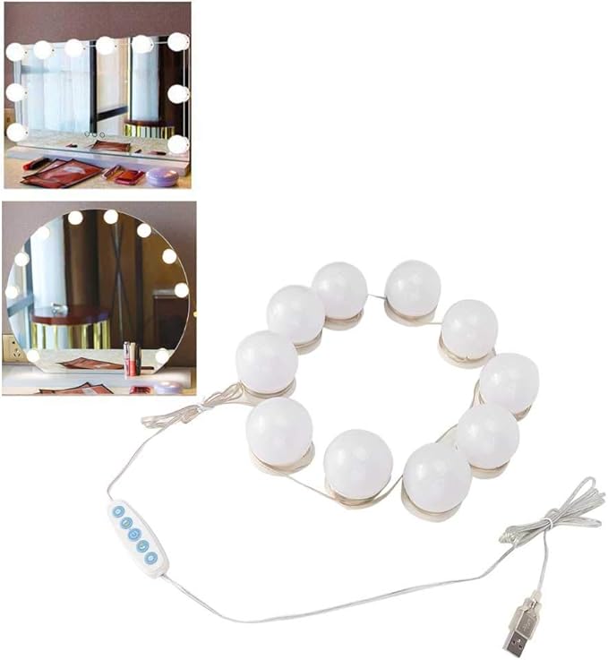 Cimenn Hollywood Makeup Vanity Mirror Bulb, 10Pcs USB LED 5 Color Temperature Light Bulb for Makeup Beauty Tabletop Vanity Mirror, Wall Mounted Lighting