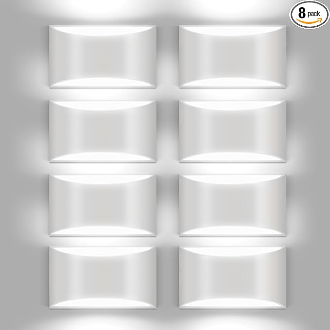 8 Pack White Modern LED Wall Sconce Hardwired Indoor Wall Lights Up and Down Wall Mount Light for Living Room Bedroom Corridor Hallway Conservatory Cool White 6000K(with G9 Bulbs)