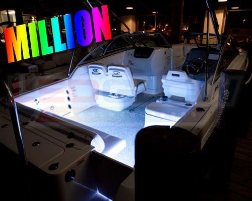 LEDGlow 8pc Million Color LED Boat Marine Deck & Cabin Accent Lighting Kit - 20" Waterproof Flexible Light Strips - Screw Cap Connectors with O-Rings - Includes Control Box & Wireless Remote