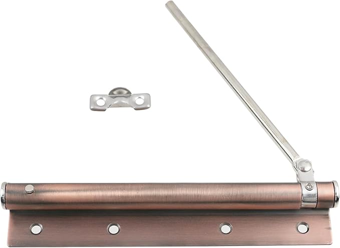 Geesatis 1Pcs Safety Spring Door Closer, Stainless Steel Adjustable Automatic Door Closer,Right or Left Wing Door(Antique Red)