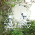 MUMTOP 2 Pack Solar Lanterns Outdoor Lights, Metal Solar Outdoor Lantern Waterproof Decorative Hanging Light for Yard Lawn Porch Garden Patio Pathway Decor, Grey