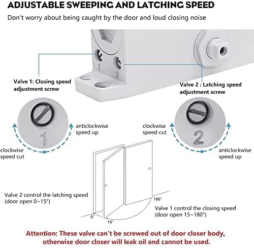 Marie Automatic Door Closer,Size 2 Adjustable Closing Speed Door Closer for 55-99lbs Residential and Commercial Light Doors