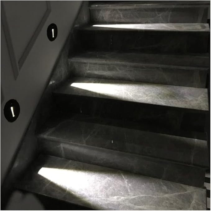 TTPP 1W LED Recessed Wall Lamp Stair Light AC85-265V Step Light Indoor Recessed Staircase Lamp Stairway Corridor Wall Foot Lamp Sconce Lights-WarmWhite-White