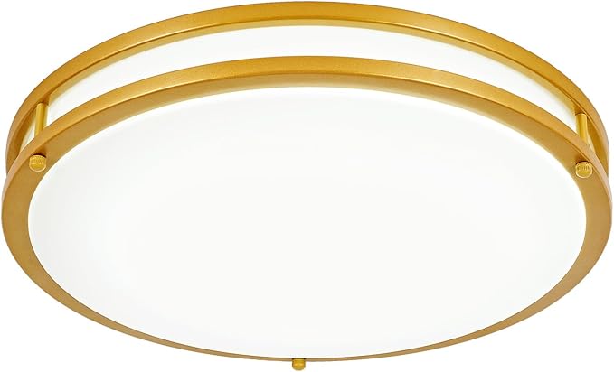 DLLT Flush Mount LED Ceiling Light: 16 Inch 5CCT (3000K-6000K) & Dimmable Ceiling Light Fixtures for Bedroom Hallway - 36W Modern Gold Super Bright Kitchen Lighting Fixtures Ceiling