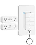 Remote Control Outlet with 4 Independent Control Sockets, WILAWELS Wireless Light Switch, Expandable Remote Outlet Switch forChristmas Tree Lights, String Lights, 15A/1875W/125V, FCC Listed