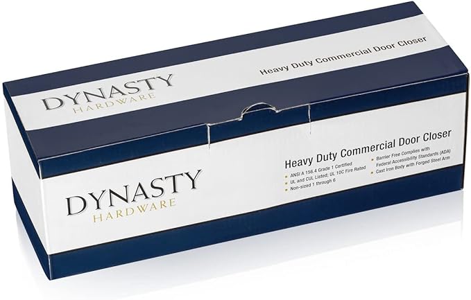 Dynasty Hardware Door Closer, Grade 1 Heavy Duty Commercial Hydraulic Closer, Self-Closing, Adjustable Spring Size 1-6, ADA Compliant, Surface Mount, Sprayed Duronotic Bronze, Series 4401