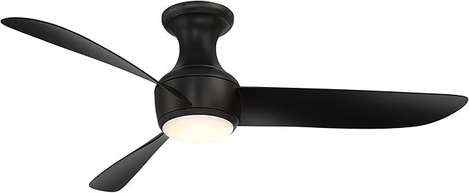Modern Forms Corona Smart Indoor and Outdoor 3-Blade Flush Mount Ceiling Fan 52in Matte Black 2700K LED Light Kit Google Assistant, Samsung Things, and iOS or Android App