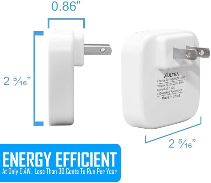 Aultra Night Light LED Night Lights Plug Into Wall - Super Smart Dusk to Dawn Sensor Activated, Automated On & Off, Used for Kitchen, Bathroom, Home Improvement, Bedroom (6-Pack)