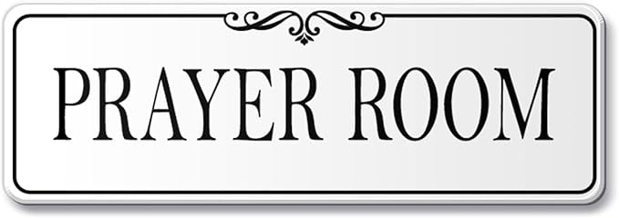Acrylic Prayer Room Sign - Elegant White Self-Stick for Home Prayer Corners, Religious Centers, and Place of Worship, 3x9 Inch