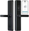 Smart Door Lock with Handle – Keyless Entry Deadbolt with Fingerprint, Touchscreen Keypad, Tuya App Control, Passcode & Key, Doorbell, Auto Lock Electronic Front Door Lock for Home Security, Black