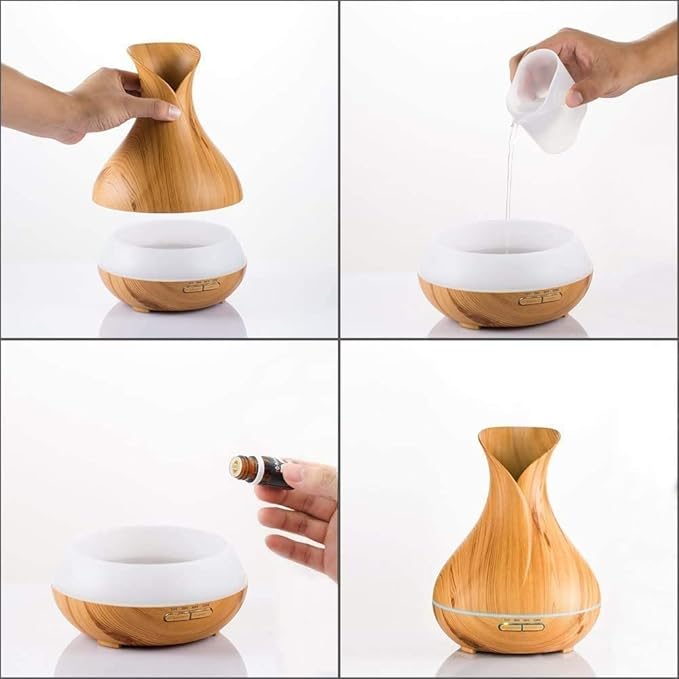 550ml Ultrasonic Aroma Diffuser & Cool Mist Humidifier with LED Lights – Quiet Essential Oil Diffuser for Home, Office, Yoga, Bedroom (550ml)
