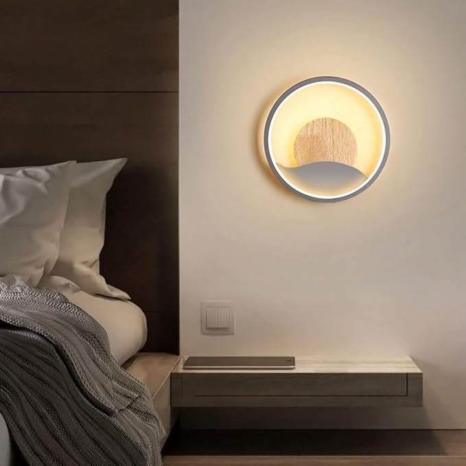 Nordic Modern Minimalist LED Bedroom Wall Decoration Creative Background Living Room Corridor lamp(White)