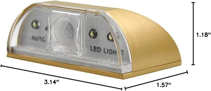 Key Light Door Lights, Small Motion Sensor Light with 4 LED Bulbs, Battery Powered Night Lights for Hallway, Stairway, Kitchen, Closet, Bedroom (2 Pack Gold)