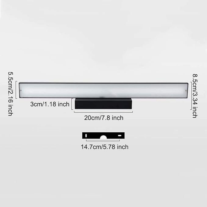 GDLight Bathroom LED Vanity Lights Make-Up Mirror Front Light Waterproof Moisture-Proof Bathroom Lighting Fixture Wall Lamp for Bedroom Hotel,Black,Warm Light,60cm